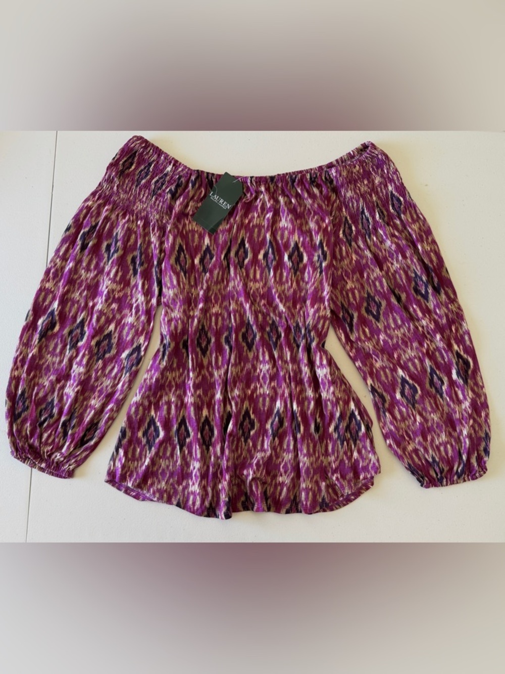 NWT Lauren Ralph Lauren Cotton Off-Shoulder Top size M